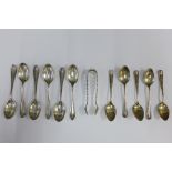 Set of six George V silver teaspoons, Sheffield 1916, five others by Viners, Sheffield 1930 and