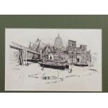 St Paul's Wharf by Joseph Pennelly, a 19th century copper etching, in a good clean mount but