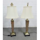Pair of modern table lamp bases and shades, (2)