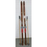 Tur-Ski vintage wooden skis, with poles