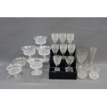 Set of six Edinburgh crystal thistle engraved glasses and two smaller together with various 19th