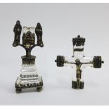 Early to mid 19th century Continental silver mounted rock crystal crucifix, Christ flanked by two