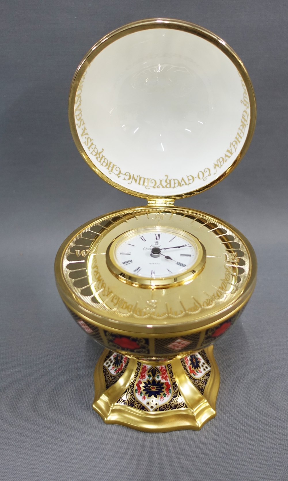 Royal Crown Derby Imari pattern Millennium Globe clock, No. 444/1000, 28cm high - Image 2 of 4