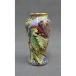 Moorcroft enamel baluster vase with bird pattern, signed Creed, No.55/75, with factory backstamps,