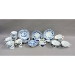 Quantity of South East Asian blue and white table wares to include cups, saucers, mugs, bowls,