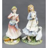 Royal Doulton figures The Goose Girl HN2419 and Country Love HN2418, (2)