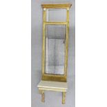 Pier glass mirror with gilt and pale green pained frame, together with its matching wall bracket
