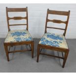 Pair of mahogany side chairs with blue floral upholstered slip in seats, 89 x 48cm (2)