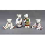 Four Royal Crown Derby Imari pattern porcelain Teddy Bear figures, tallest 10cm (4)