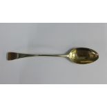 George III Scottish silver Maskin spoon, John Leslie, Dundee, c1790, Old English pattern engraved