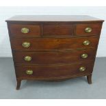 Georgian mahogany bow front chest with three short and three graduating long drawers, 106 x 122 x