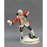 Bing & Grondahl porcelain snowball figure, in 18th century costume, 15cm high