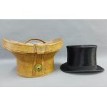 Silk top hat, W. Alexander - Hatter, South Bridge Edinburgh, internal dimensions approx 16.5 x 21.