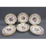 Spode Copeland's china floral patterned dessert service with handpainted floral pattern,