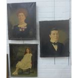 Three oiliograph portrait panels, 40 x 50cm (3)