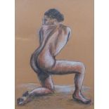 L. Cleary, Female Nude, Pastel, signed, framed under glass, 23 x 30cm