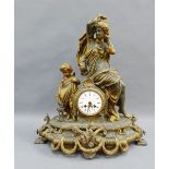 19th century French style mantle clock, (a/f) 54cm high