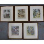 Set of five Archibald Thorburn coloured prints, framed under glass, 23 x 27cm (5)