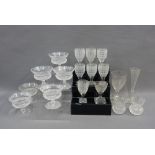 Set of six Edinburgh crystal thistle engraved glasses and two smaller together with