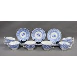 Collection of Spode Geranium pattern blue and white cups and saucers, (20)