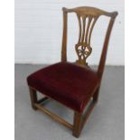 19th century ash / elm gossip chair with upholstered stuff over seat, 86 x 53cm
