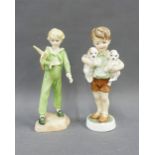 Two Royal Worcester figures, modelled by F.G Doughty to include 'Little Parakeet' and 'Three's