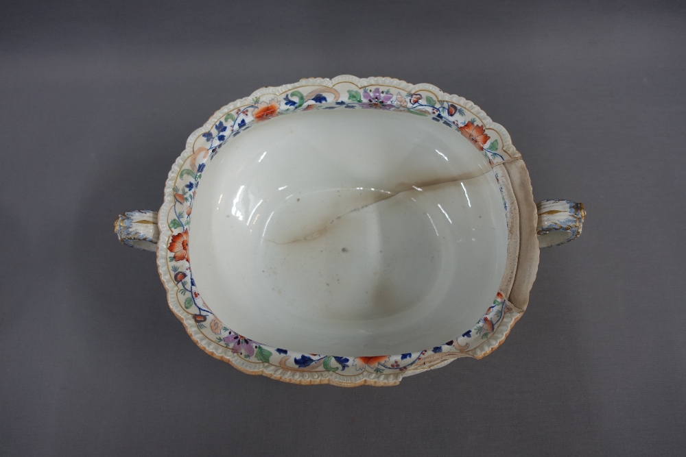19th century Staffordshire table wares to include ashets, tureens and plates, (a lot) (a/f) - Image 7 of 7