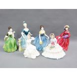 Collection of six Royal Doulton figures to include 'Fleur' HN2368, 'Lilac Time' HN2137, '