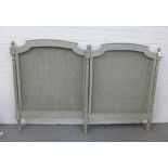 Pair of French style grey painted Bergere headboards, 130 x 101cm (2)