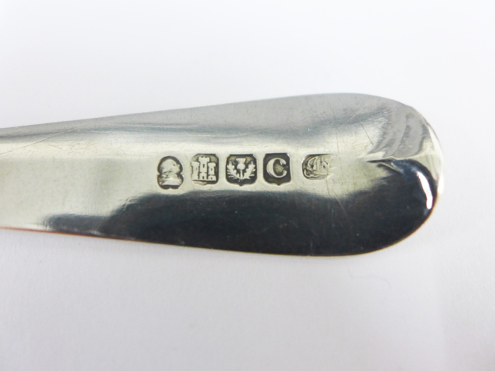 Set of four early 19th century Scottish silver dessert spoons, makers mark JN, Edinburgh 1808, - Image 3 of 4