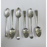 Six Georgian silver teaspoons with various hallmarks, (6)