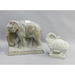 Stoneware Elephant flatback figure and another smaller, tallest 28cm (2)