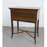 Edwardian mahogany and satinwood inlaid cocktail table, retailed by Mappin & Webb, with a foldover