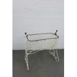 19th century white painted metal bassinet, 100 x 48cm