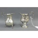 George III silver cream jug, London 1766 together with a William IV silver cream jug, London 1836,