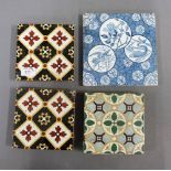 Four Victorian tiles to include Godwin's and Ashton Green, etc largest 20 x 20cm (4)