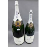 Two Pol Roger champagne display bottles, tallest 80cm high (2)