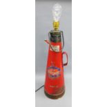 The Pioneer, a vintage fire extinguisher, modelled as a table lamp , later electrified and fitted