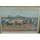 The Reading Telegraph Coach, coloured print, framed under glass in a simulated rosewood frame,