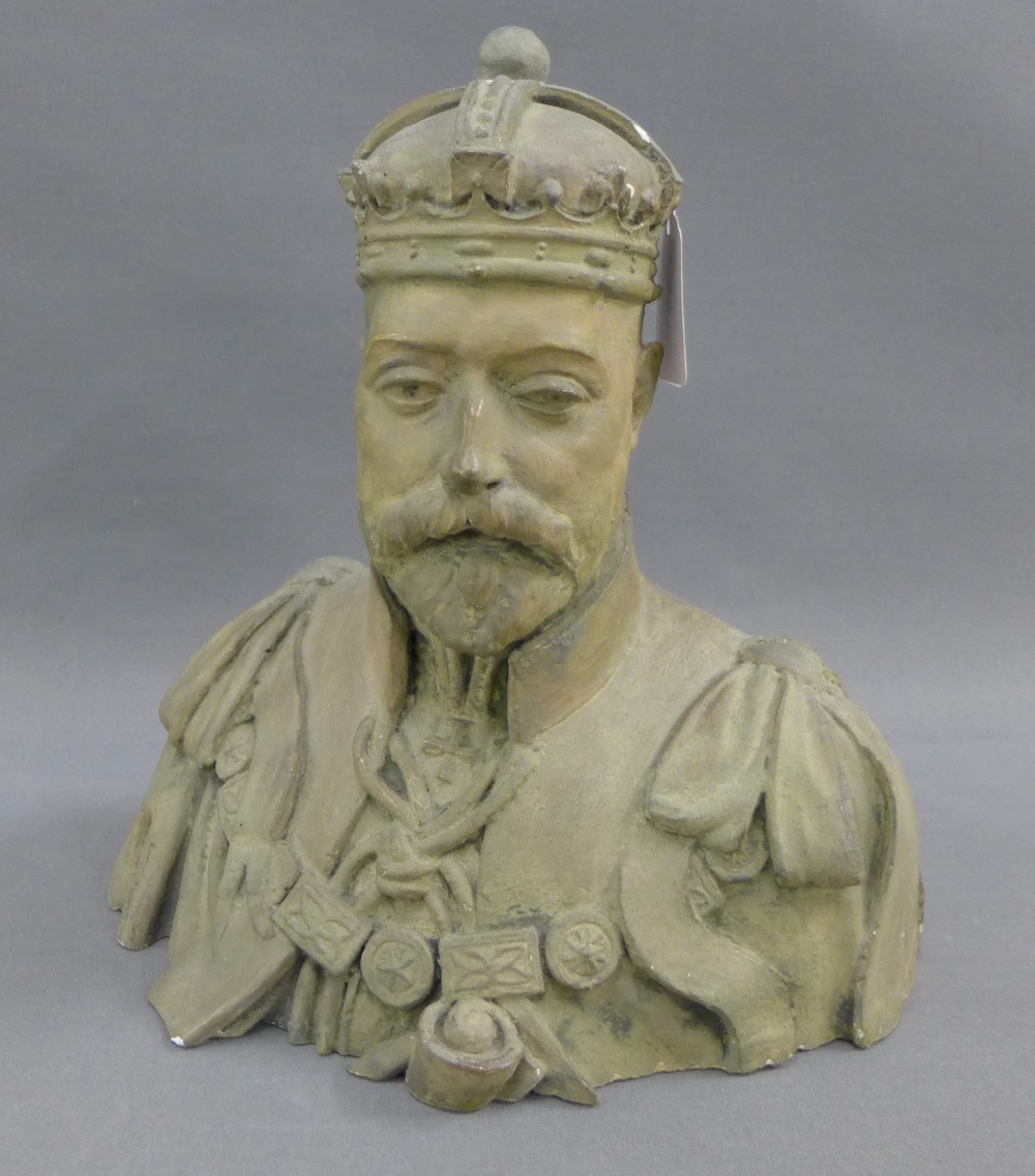 King George a painted plaster bust, 25cm high
