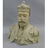King George a painted plaster bust, 25cm high