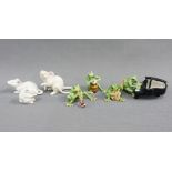 Miniature Frog band and set of white glazed rats / mice (a lot)