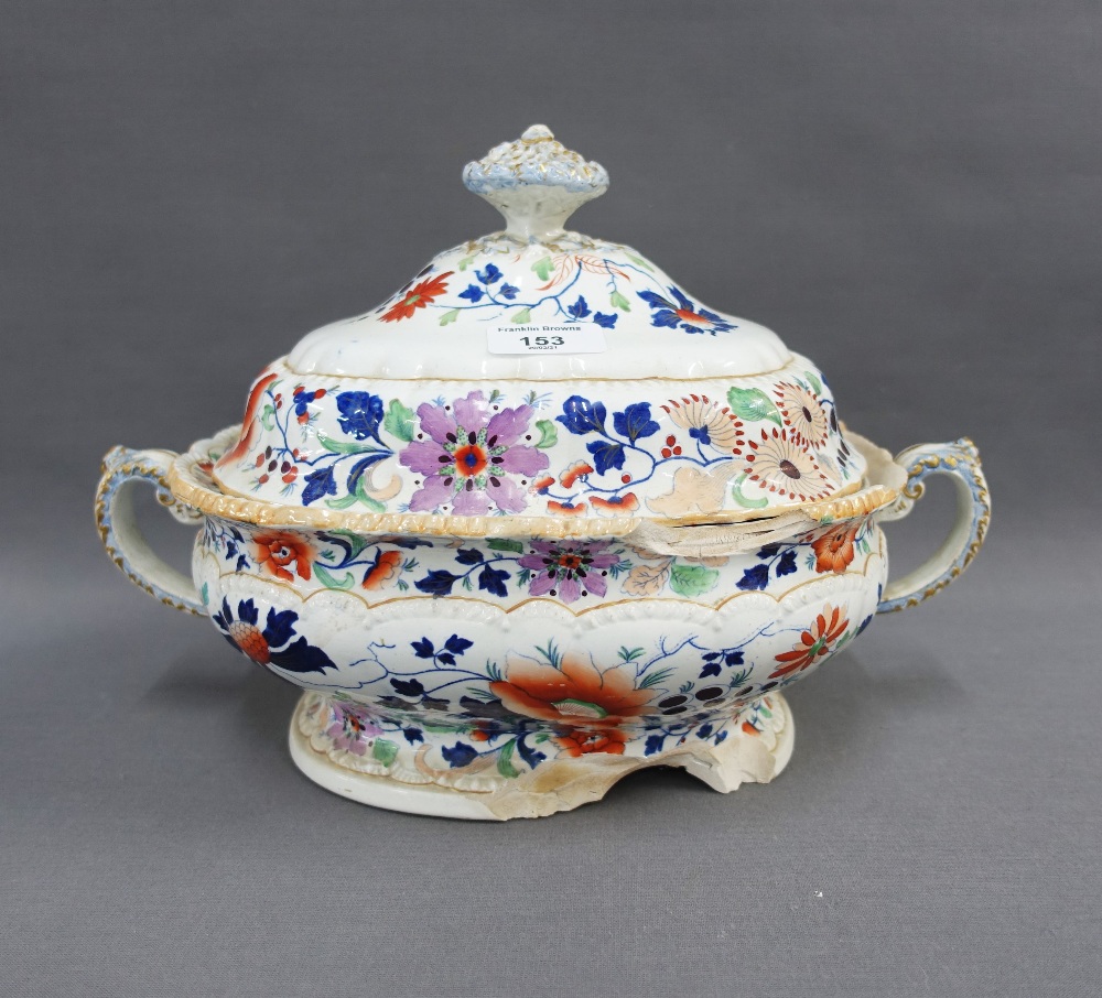 19th century Staffordshire table wares to include ashets, tureens and plates, (a lot) (a/f) - Image 6 of 7