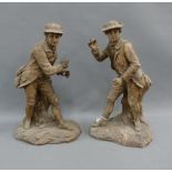 A pair of painted plaster figures, (a/f) (2) 35cm high