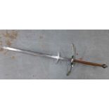 Modern replica of a Scottish Claymore broad sword, approx 180cm long