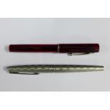 Parker Harlequin fountain pen together with a Sheaffer cartography fountain pen (2)