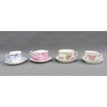 Porcelain cabinet cups and saucers to include Dresden and Foley Wileman, etc (4)