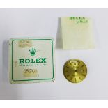 Rolex Oyster Perpetual Day Date watch face, with Rolex green and white tin, 28mm diameter