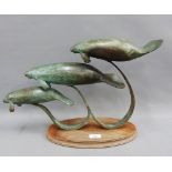 Andre Harvey, (American born 1941) River Shadows (Manatees), limited edition bronze sculpture,