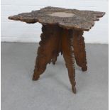 Oak foliate carved side table, 52 x 57cm